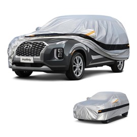 Holthly 10 Layers SUV Car Cover Custom Fit for Hyundai Palisade (2019-2024) Waterproof All Weather for Automobiles, Outdoor Full Cover Rain Sun UV Protection.Silver