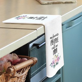 shiviody Mimi Gifts Kitchen Towels - Grandma Gifts from Grandkids Dish Towels, Rustic Grandma Mothers Day Birthday Decorative Absorbent Dishcloths Hand Towel for Kitchen Decor 16x24 Inches