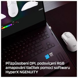 HyperX Mouse Pulsefire Haste 2 Mini - Inalámbrico para Juegos/Gaming, Bluetooth, 2.4GHz, Conectividad Inalámbrica Dual, Compacto y Ligero, Blanco (7D3