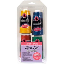 American & Efird Maxi-Lock All Purpose Value Pack - 4/Pkg - Bright Colors - Polyester Thread - 3000 Yards