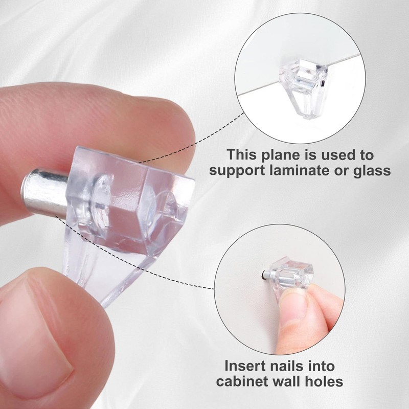 40 Pack 5mm Clear Shelf Support Pegs – Plastic Cabinet