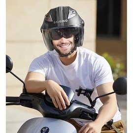 Motorcycle Helmet,Adult Open-face Motorbike Helmet Double Visor 3/4 Open Face Sun Shield Scooter Street Dirt Bike Helmet DOT Approved (Large, GIAY)