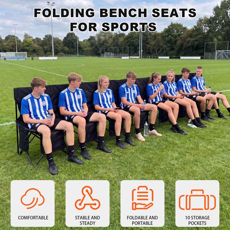 Zettfuly Soccer Bench for Team - Portable Folding Bench Seats
