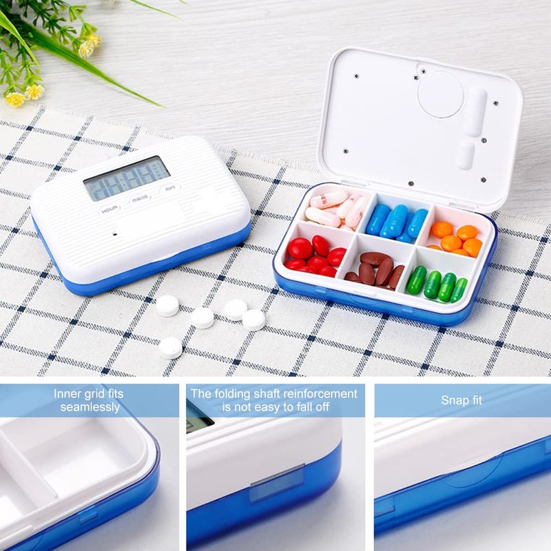 BSTCAR Medication Alarm Clock, 6 Compartments, Mini Portable Electronic Tablet