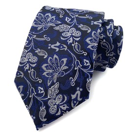 marysgift Mens Tie Navy Blue Tie for Wedding Party Business Formal Floral Silk Neck Ties - Multi-8