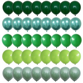 Green Balloons, 60 Packs 12 Inch Different Shades Dark Green Emerald Green Lime Green Metallic Chrome Green Olives Sage Green Latex Balloons for Birthday, Baby Shower, Jungle Safari Party Decoration