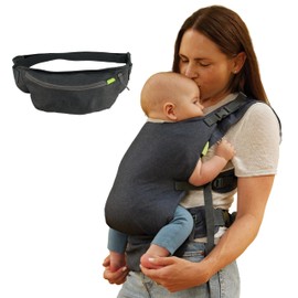 Infantino Fold & Go 2-in-1 Baby Carrier, Compact & Lightweight, Adjustable, for Babies 12-40lbs, Grey