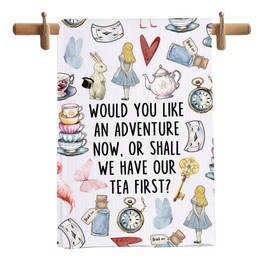 MNIGIU Cartoon Movie Lover Gift Would Like an Adventure Now Or Shall We Have Our Tea First Kitchen Towel Fairy Tale Towel