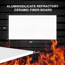 Ceramic Fiber Insulation Board - 0.47" x 12" x 24" - 2300F Rated - Ceramic Fiber Thermal Insulation Board for Wood Stoves, Pizza Ovens, Forges, Kilns, Furnaces, Fireplaces, Baffle Board - Pack of 1