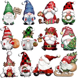 ALINK White Christmas Tree Ornaments, 24 Pieces Christmas Gnome Wooden Hanging Ornaments Decor for Christmas Tree Decoration Gnome Santa Doll Wooden Hanging Craft Party Supplies (Green/Blue)