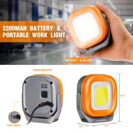 EverBrite Rechargeable Work Light, Portable Magnetic Led Work Light, 1000 Lumen Super Bright Cordless Work Light for Car Work, Camping, Outdoors, Emergency & Job Site Lighting, 4 Modes, Orange Gray