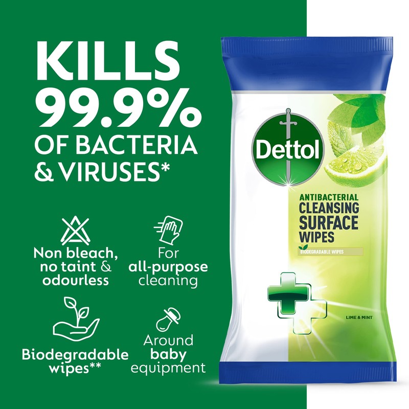 Dettol Wipes Antibacterial Lime & Mint 126 Wipes