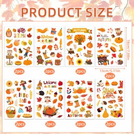 274 Pcs Autumn Theme Stickers, Thanksgiving Halloween Pumpkin Fall Leaves Stickers, Crafts Cardmaking Scrapbooking, Thanksgiving Christmas Holiday Arts Craft Tape DIY Wrapping Decorations