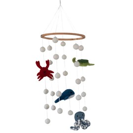 your castle Baby Mobile Made of Felt, Handmade, Fair Trade, Sustainable Felt Decoration, Baby Room Decoration for Girls and Boys, Hanging Over Changing Table Baby Bed Playpen - Sea Animals