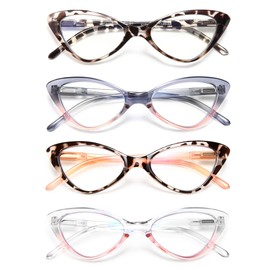 EYEURL Reading Glasses for Women Cat Eye-4 Pack Fashion Blue Light Blocking Readers Anti-Glare/UV Rays Eyeglasses with Spring Hinges 1.50