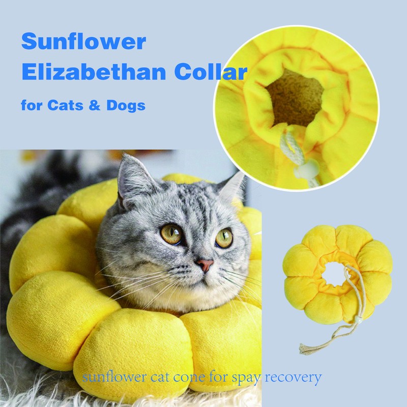 DmDoyy Cat Collar, Adjustable Cat Collar, Soft Sunflower Cat Restoration