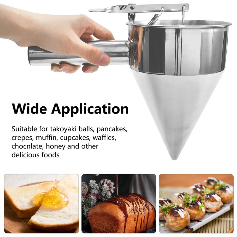 Stainless Steel Pancake Batter Dispenser, Funnel Dispenser with Stand, Kitchen