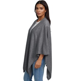 Glamexx24 Women's Poncho Scarf Cashmere Feeling Knitted Cape Cardigan XXL Shoulder Scarf Made in Italy, dark grey