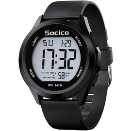 SOCICO Men's Digital Watch Sport Military Watches Waterproof Outdoor Chronograph Wrist Watches for Men with LED Lighting Alarm Date, black, Sports