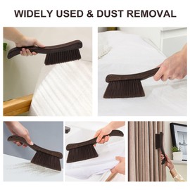 VKSG Hand Broom Dust Brush for Cleaning Dusting Soft Bristle Handheld Brushes for Car Interior Bed Bench Couch Counter Furniture Clothes Room Fireplace with Wood Handle