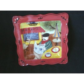 Certified international  Certified International Jennifer Brinley Sidewalk Cafe Bistro Red Plate 8.5"