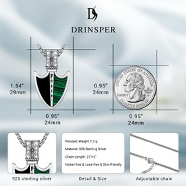 DRINSPER Viking Arrowhead Necklace for Men 925 Sterling Silver Spear Head Compass Pendant Viking Norse Mythology Pagan Odin Vintage Amulet Jewelry Gifts Charm Talisman for Men Women