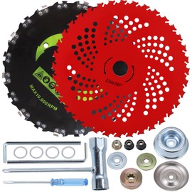 PLAXNS 9" x 36 Teeth Carbide Tipped Blades & 9" x 20T Chainsaw Tooth Cutter,Round Chainsaw Tooth Brush Blades with Universal Adapter Kit, fit for Brush Cutter, Trimmer, Weed Eater