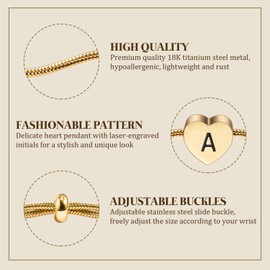 FANCIBAND R 18K Gold Charm Bracelet Heart Initial Bracelet For Women Friendship Gifts For Women Jewelry
