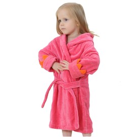C-YOUNG Kids Bath Robe Toddler Cotton Towel Animal Dinosaur Hooded Bathrobe, Pink, S size for 1-3 ages baby
