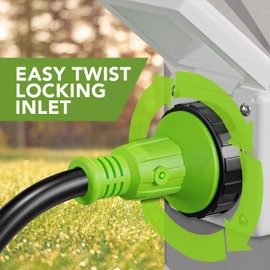 Leisure RV 125/250V 50 AMP Power Plug Twist Lock Inlet with 3 Stainless Steel Pins, White or Black (White)