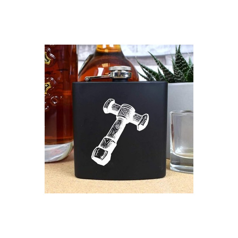 6oz (170ml) 'Dwarf Hammer' Pocket Hip Flask (HP00032566)