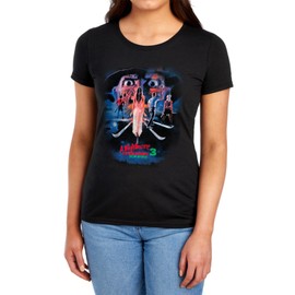 Popfunk A Nightmare On Elm Street 3 Dream Warriors Vintage Poster Women's T Shirt, Black, X-Large
