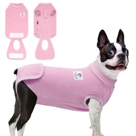 cyeollo Dog Surgery Recovery Suit Soft Breathable Female Male Pet Bodysuit for Spay, Neuter, Surgical Recovery Shirt for Small Medium Large Dogs, Pink, L
