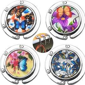FGX 4pcs Handbag Holder Bag Holder Handbag Hanger Portable Foldable Bag Hook Table Hook Foldable Handbag Purse Hook Holder Gift, butterfly
