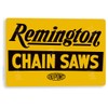Tinworld Tin Sign: Remington Chain Saws Yellow Retro Rustic Tools
