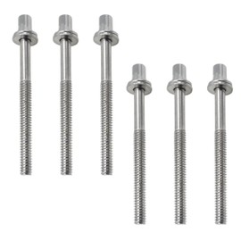 Drum Tension Rods with Washers, 6-Piece Set, Mounting Screws for Jazz and Snare Drums, Percussion Instrument Parts (120mm)