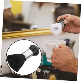 Healvian 1pc Professional Hairdresser Brush for Broken Hair Cleaning Soft Bristles Neck Duster Brush for Home Barber Use and Easy to Clean Hair Cutting Supplies Black