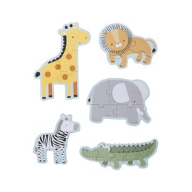 Vertbaudet Set of 5 learning puzzles, savannah, 3-6 pieces, beige