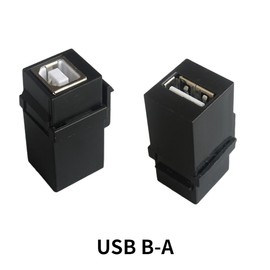 5-Piece USB-b to USB-A2.0straight trapezoidal Printer Interface Female to Female Connector Plug-in Wall Panel Connector Module - Black