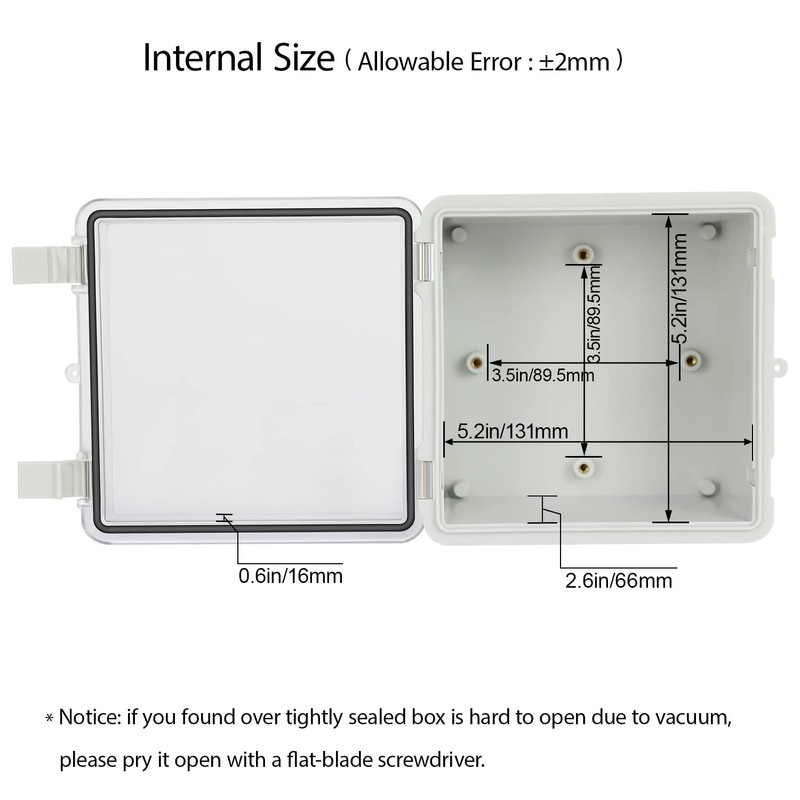 LMioEtool ABS Plastic Dustproof Waterproof IP65 Junction Box Hinged Shell