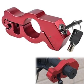 YOYIAG Universal Motorbike Brake Lock: Motorcycle Handlebar Lock with Key, Motorcycle Locks Anti Theft for Scooters, Motorcycles, Sports Bikes, Mountain Bike, ATVs(Red)