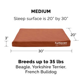Furhaven Water-Resistant Cooling Gel Dog Bed for Medium/Small Dogs w/ Removable Washable Cover, For Dogs Up to 35 lbs - Indoor/Outdoor Logo Print Oxford Polycanvas Mattress - Chestnut, Medium