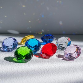 QIANCHANG 8pcs 30mm Crystal Diamond Paperweight, Multi Color Glass Faceted Gems Jewels for Home Party Decoration