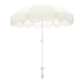 LAGarden 10" Beach Umbrella Sand Anchor Heavy Duty Holder with Ground Anchor Screw Outdoor Windproof Sand Grabber Spike for Grass Soft Land Patio Camping Fishing Deck Sunshade White