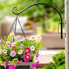 Qiang Ni Plant Hanger Outdoor: 12 Inch Bird Feeder Bracket for Garden Patio Decor - Swivel Adjustable Wall Mount Plant Hook for Hanging Flower Baskets