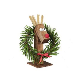 Melody Jane Dolls House Christmas Reindeer Decoration Wooden Garden House Ornament