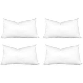 Hometex Canada Throw Pillow Insert 12" x 18" (4 Pack) Synthetic Down with 100% Cotton Cover Faux Alternative Decorative Form
