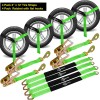TREKASSY 4 Axle Strap Car Wheel Ratchet Tie Down Straps