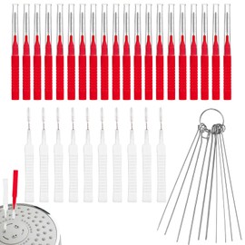 40pcs Shower Head Cleaner Tools, 2 Designs Shower Head Cleaning Brushes Multi-Size Showerhead Cleaner Picks Anti-Clogging Cleaning Brush for Bathroom Small Hole Gap Nozzle Window Slot (Red)