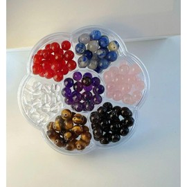 Natural 8mm Gemstone Crystal Round Beads Jewelry Making Box Set with Beading Niddle